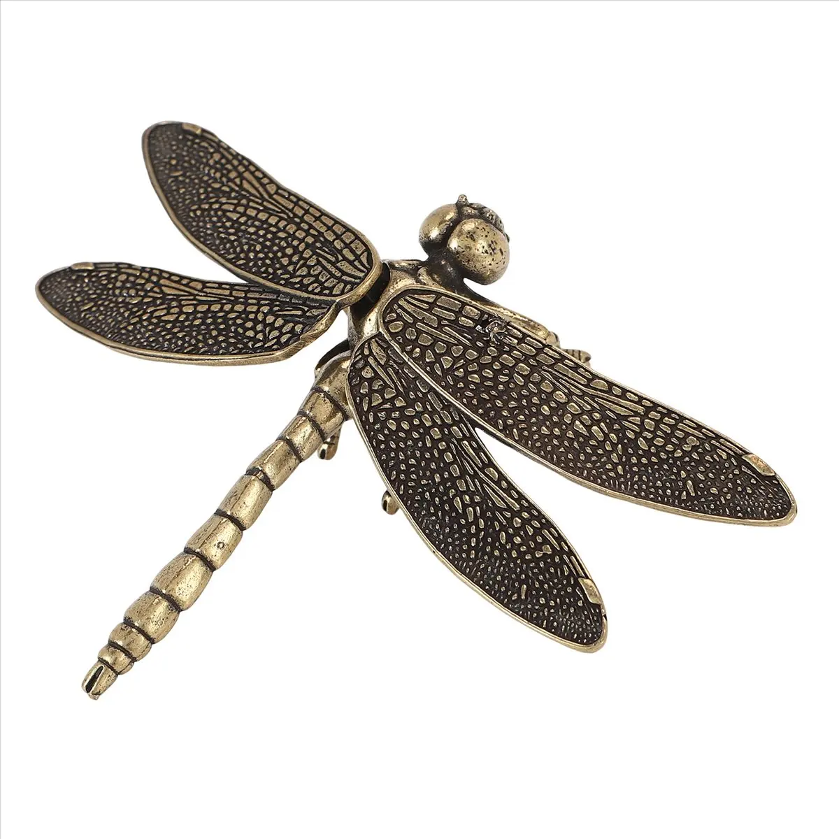 ABZF 2026 Mini Brass Dragonfly Casting Animal Figurine Retro Style Metal Sculpture Home Desktop Craft Decoration