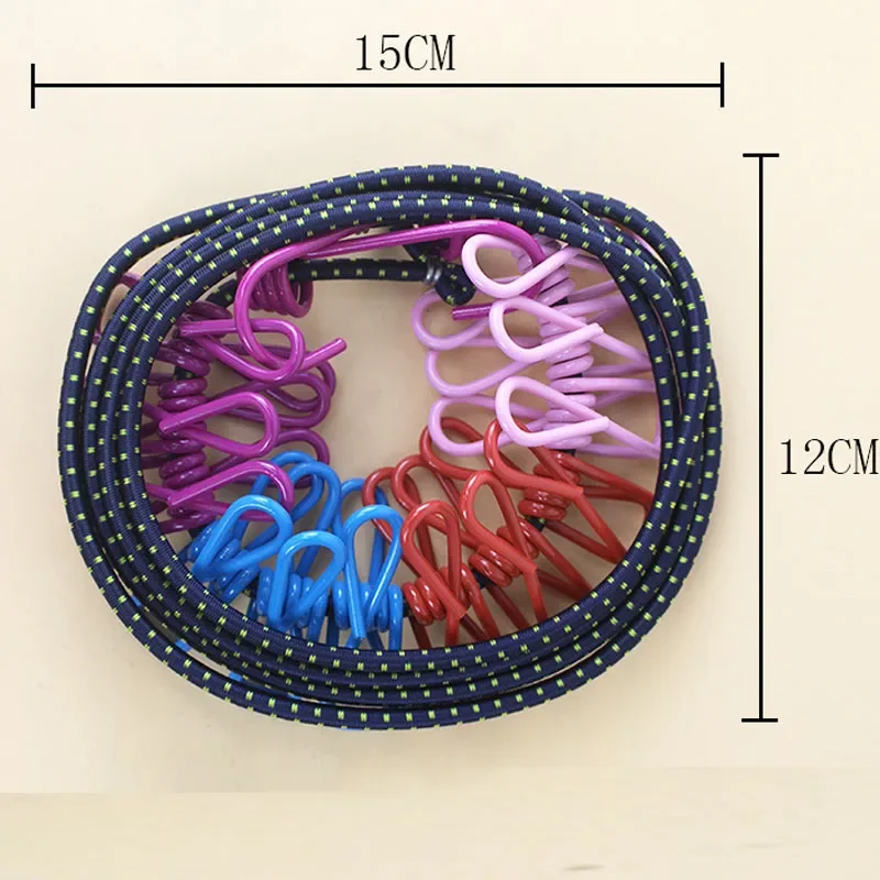 Przenośny sznur do bielizny z 12 klipsami Wysuwana suszarka do prania Sznur do suszenia ubrań Sznur do zawieszania tkanin na zewnątrz