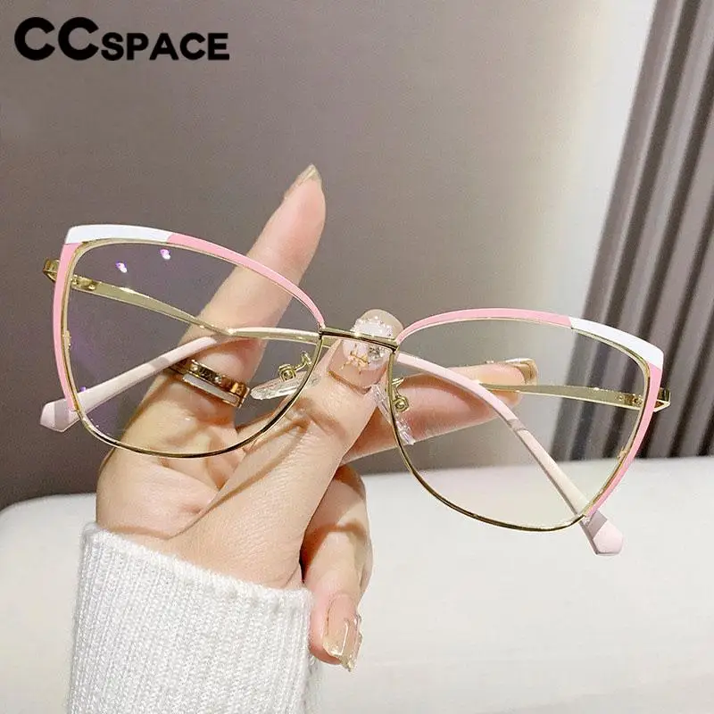 B57481 Metal Anti Blue Light Reading Glasses Fashion Cat Eye Optical Presbyopia Eyeglasses Diopter +50+100+150+200+250+300+350