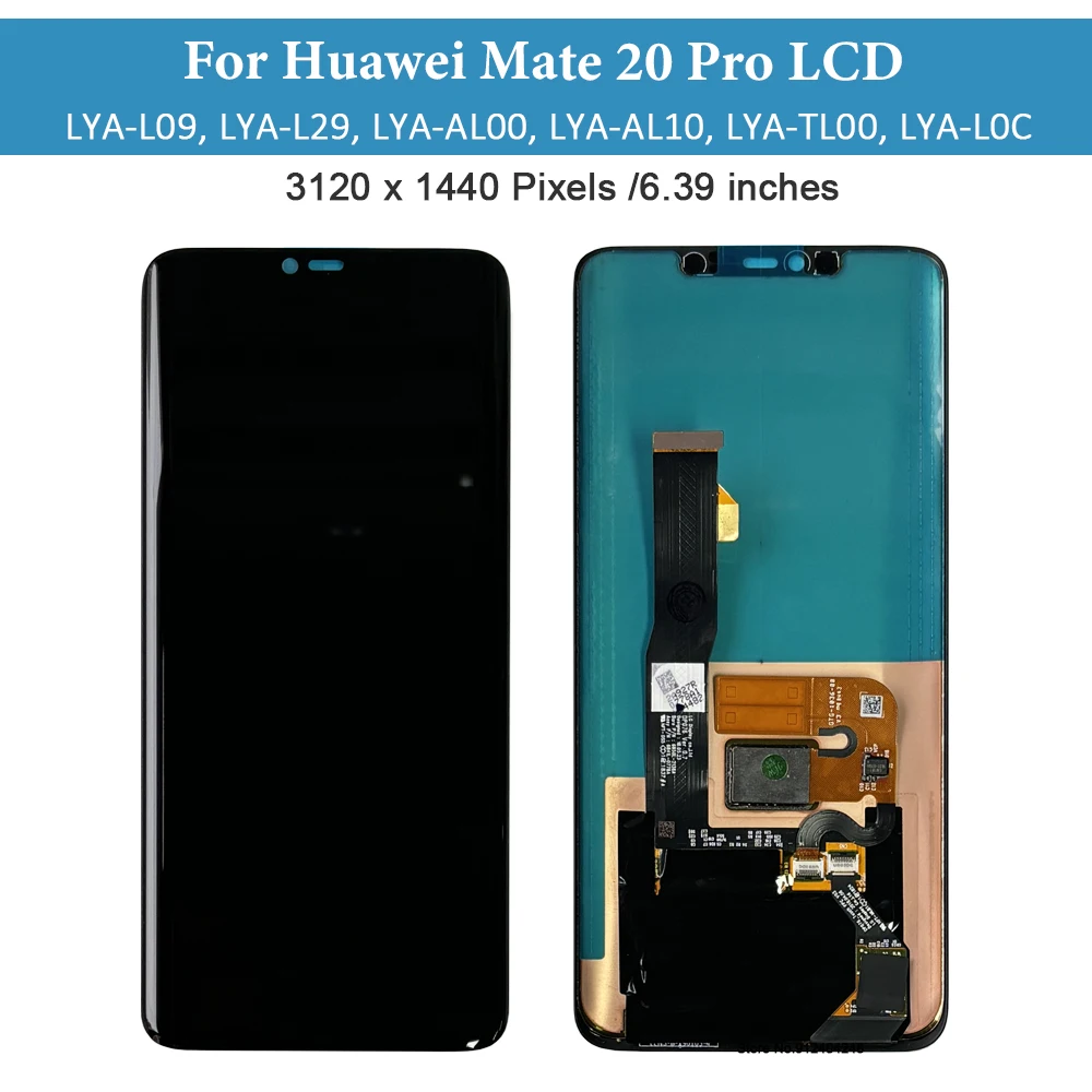 100% originale 6.39 \'\'per Huawei Mate 20 Pro Display LCD con cornice fingerprint Touch Screen Digitizer LYA-L29 riparazione assemblaggio