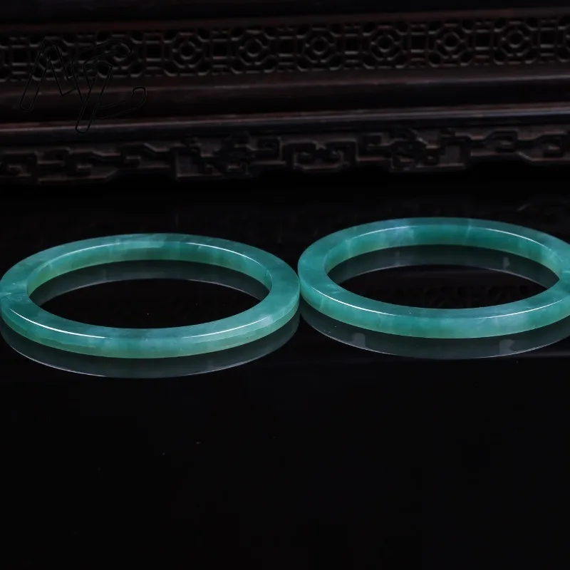 Natural Emerald 48-62mm Burmese Emerald Jade Blue Water Ice Seed Bracelet Jadeite Hand Woven Amulets Fashion Jewelry Gift Men view 2