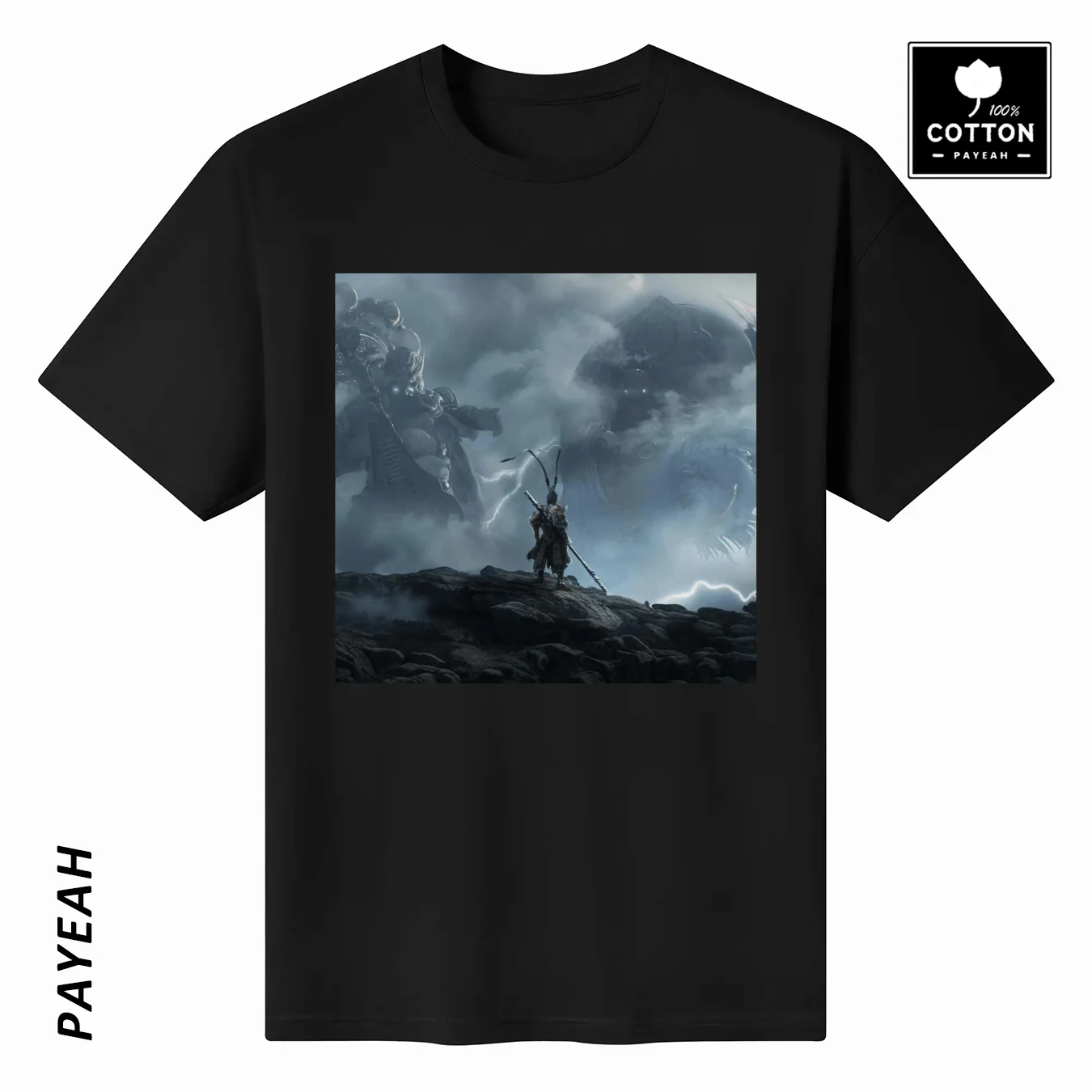 Unisex Black Myth Wukong Themed T-Shirt Inspired by Chinese Game Epic Battle Scene Design 100% Cotton Short Sleeve Comfortable