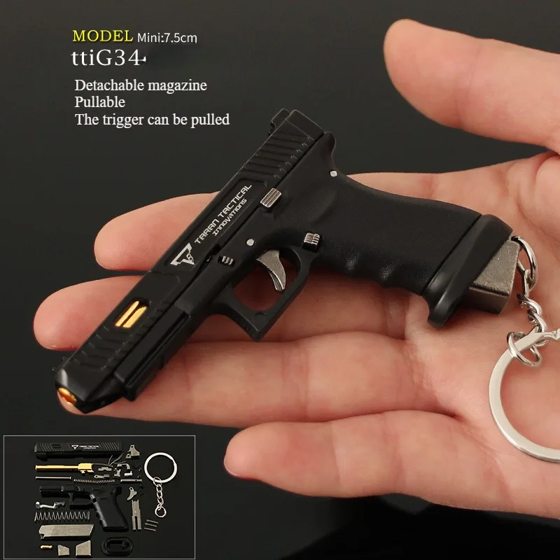 1:3 Detachable Semi-alloy Nylon TtiG34 Glock Combat Master Gun Model Toy Keychain 7cm Pendant Boys Gifts Collectible Keyrings