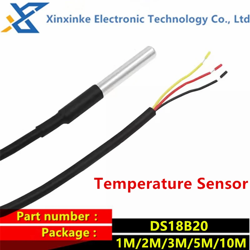 1/5/10PCS 1M 2M 3M 5M 10M Temperature Sensor DS18B20 Waterproof Cable Stainless Steel DS18b20 Temperature Probe
