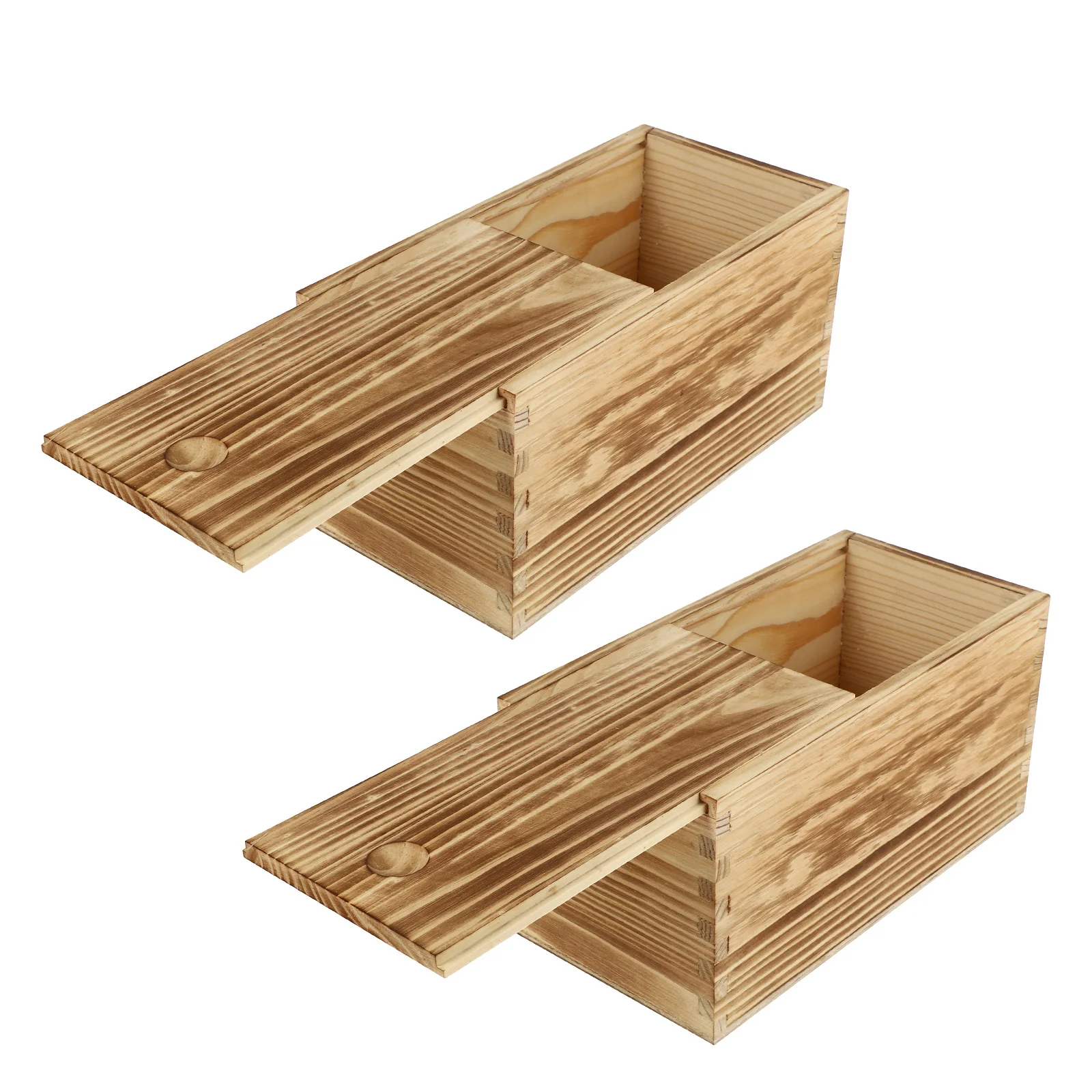 

2pcs Premium Wooden Sliding Boxes With Lid For Home Storage Jewelry Candy Phone Dustproof Household Sliding Case