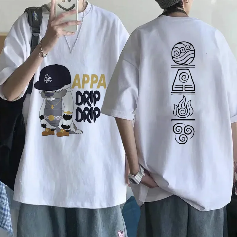 Appa Yip Casual Tshirt Hip Hop Vintage Tees Tops Avatar The Last Airbender Harajuku Shirt Fashion Mange T-shirt Y2k Streetwear