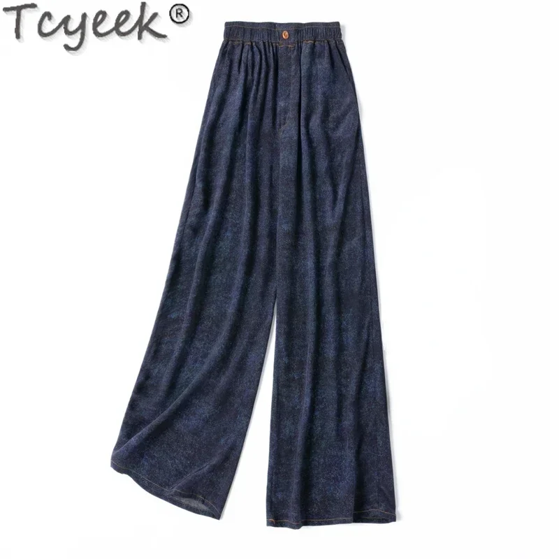 

Tcyeek 16MM Real Silk Pants for Women 100% Mulberry Silk Straight Pants Womans Clothing Summer Clothes Casual Trousers Pantalon