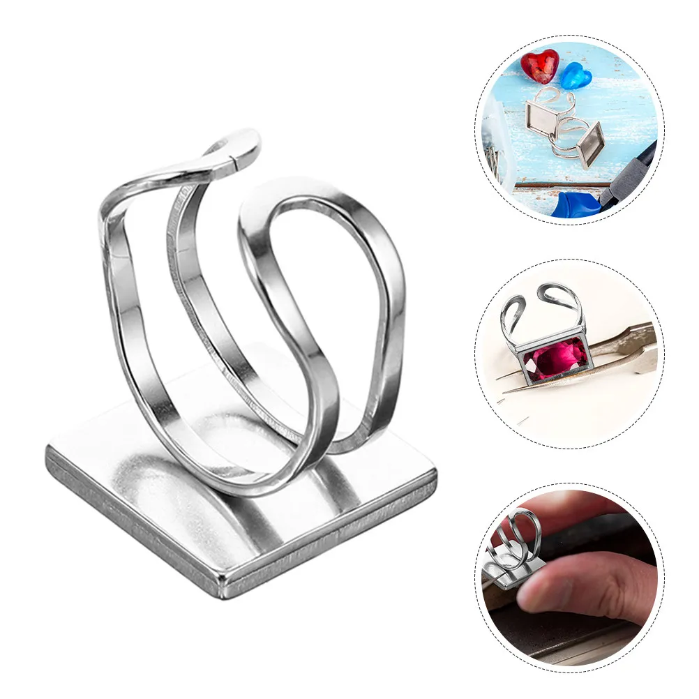4Pcs Square Bezel Ring Base Core DIY Stainless Steel Flat Tray for Resin Jewelry Making Finger Craft Accessories