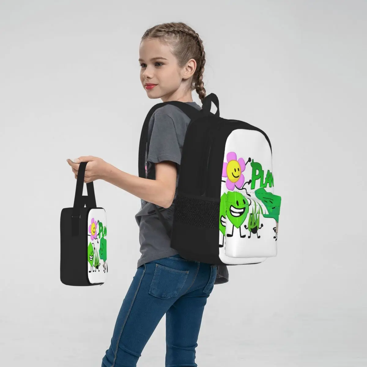 Mochilas BFDI con personajes de plantas, mochila para niños y niñas, mochilas escolares para niños, mochila para niños de dibujos animados, bolsa de almuerzo, bolsa para bolígrafos, conjunto de tres piezas