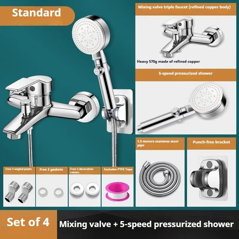Shower Mixing Valve Set3in1BathroomHeater Sprinkler Faucet HotCold Temperature Control Wall Mounted Copper Alloy Shower Bath Kit