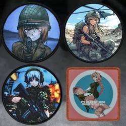 “Manga US” Anime Girl Morale Badge Printed Patches Made in Russia Military Army Tactical Armband Hook and Loop Backpack Stickers