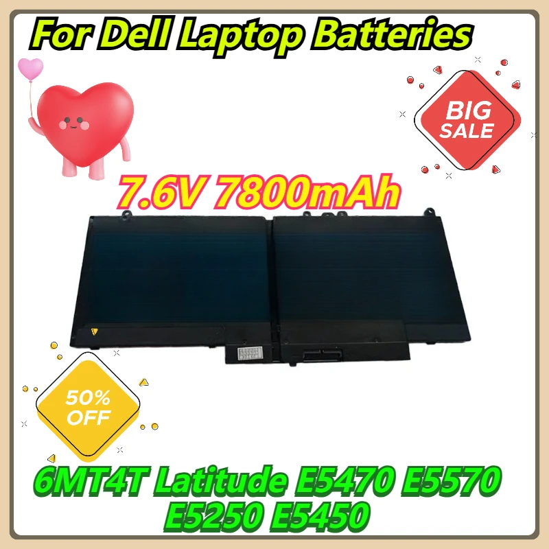 

7.6V 7800mAh For Dell 6MT4T Latitude E5470 E5570 E5250 E5450 Laptop Batteries