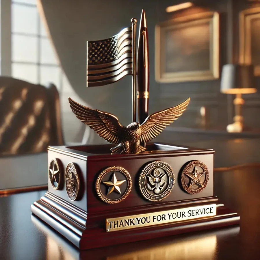 Creative Veterans Tribute Pen Holder Home Office Desktop Decor Ornament Resin Crafts Pen Study Room Ornament Holder for Gift