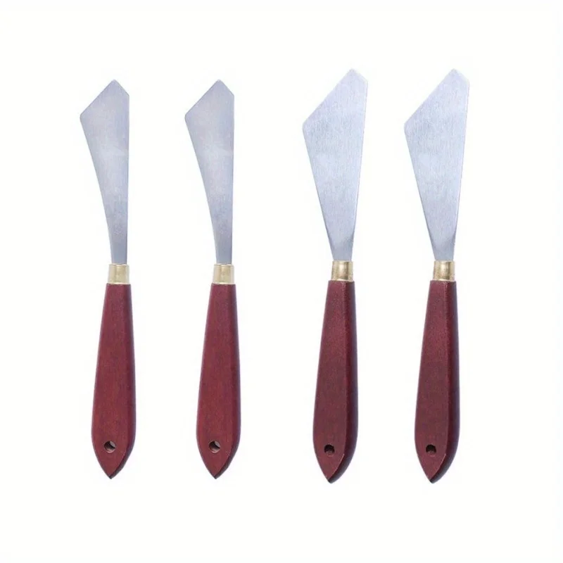 2pcs/Set Stainless Steel Oil Painting Knives Palette Oil Mix Paint Tool Artist Scraper Knife Art Draw Spatula Painting Tool Set