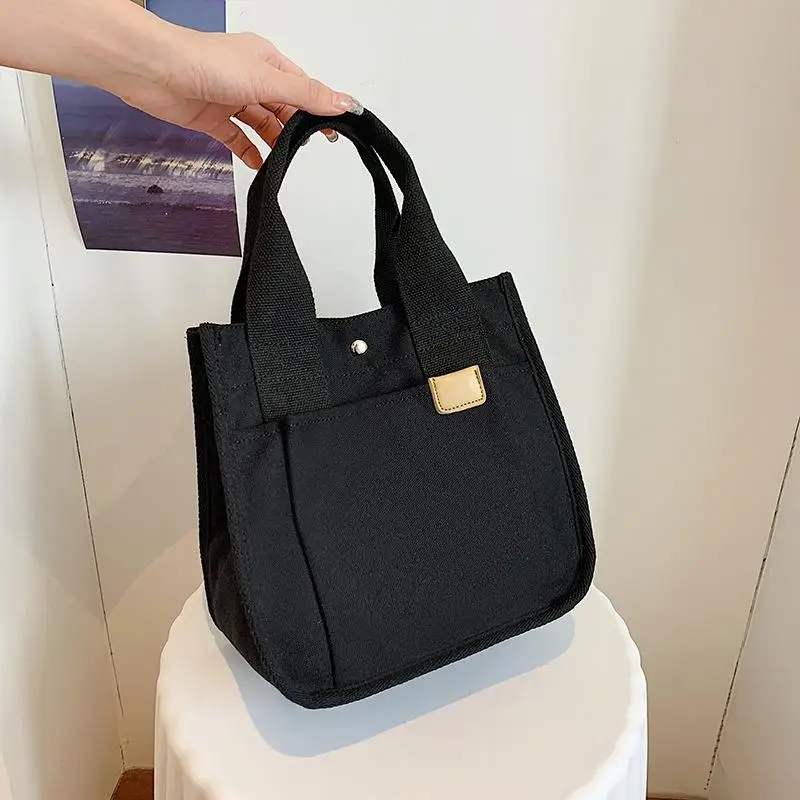 

Black Canvas Totes Shoulder Bag for Women Simple Messenger Women's Handbag 2022 New Solid Large Capacity Female Shopper Bag