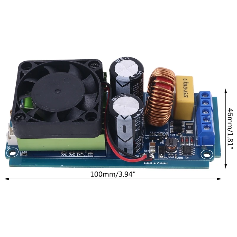 P82F IRS2092S 500W Mono Channel Digital Amplifier Class D Stage HIFI Power Amp Board with Fan