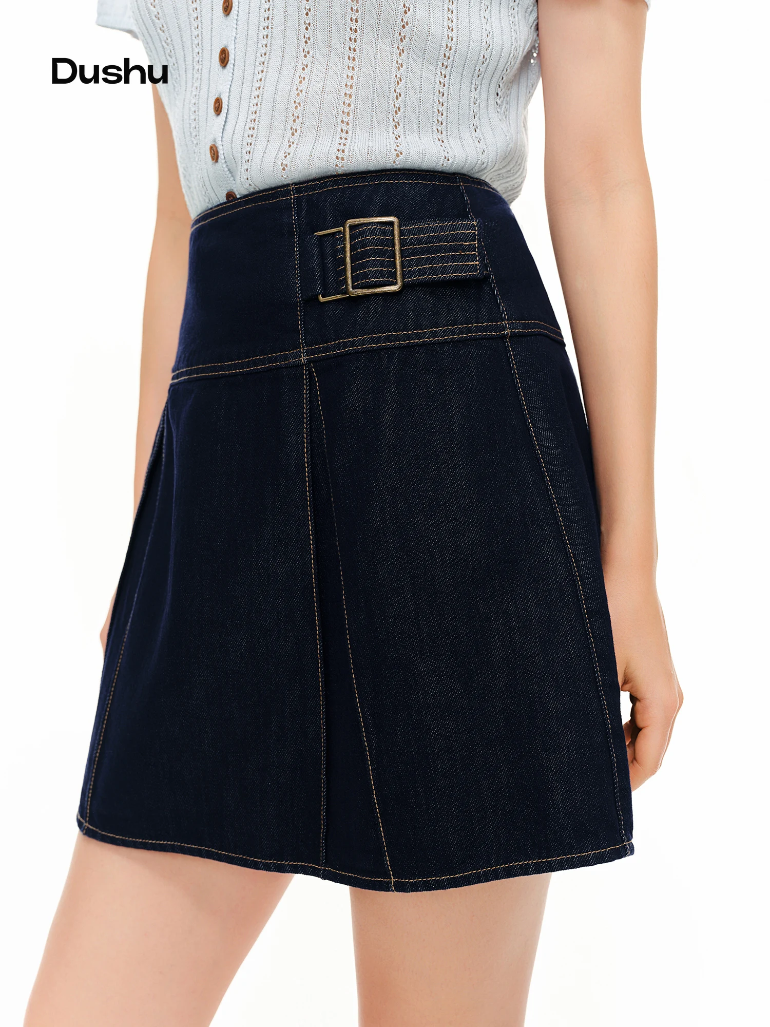 

DUSHU 2026 Summer Women's High Waist Paneled Denim Skirt - Trendy Casual and Versatile for Daily and Office Wear​