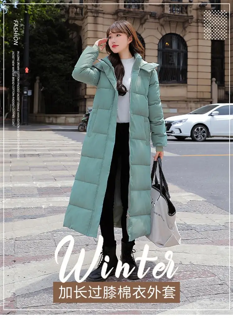 New Female Down Cotton Coat Loose Hooded Parka Overcoat Long Winter Jacket Women Clothes Warm Padded Jackets Oversized Outerwear