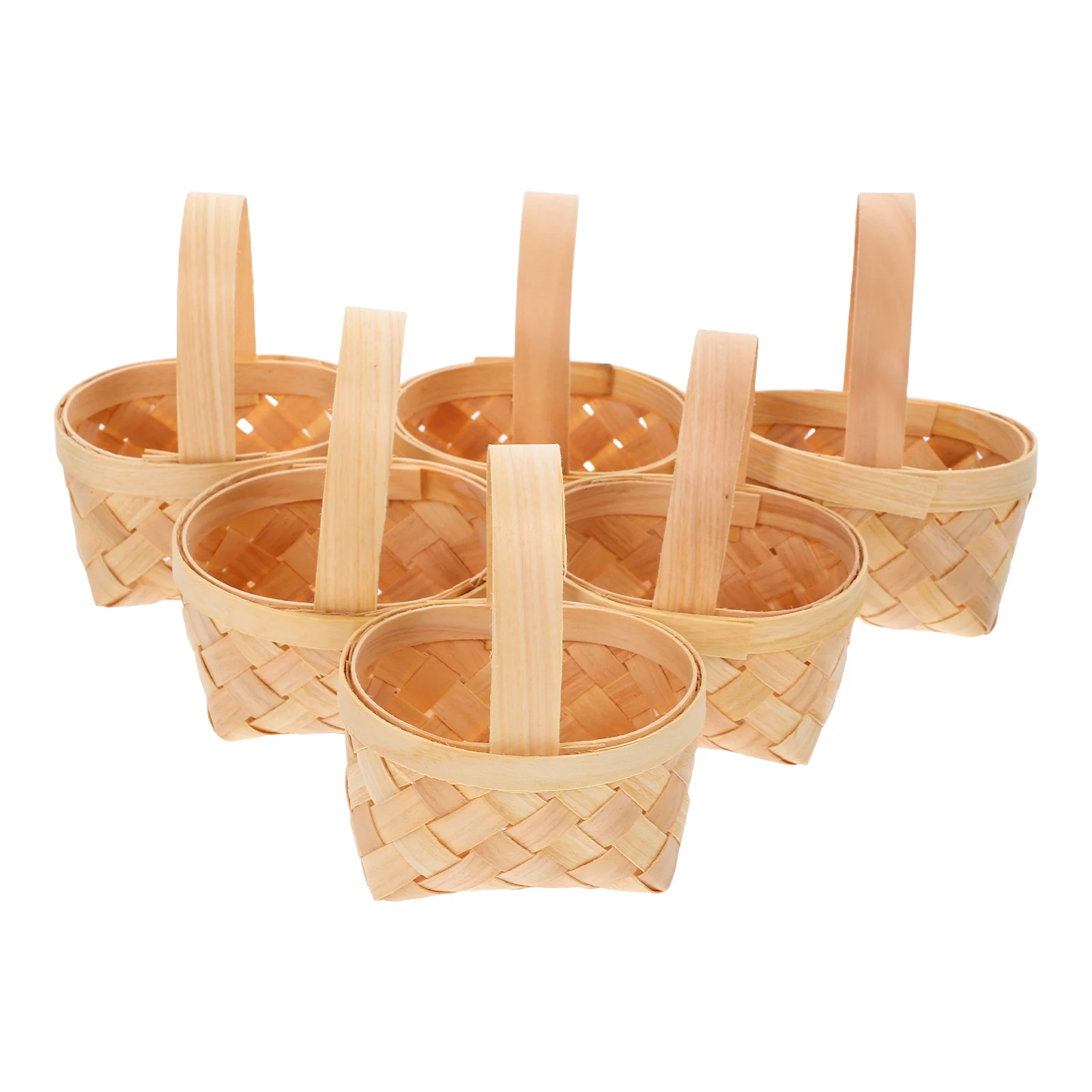 

6 Pcs Mini Handwoven Wooden Baskets Sturdy Storage Kitchen Decorative Multipurpose Craft Sundries Basket Handmade