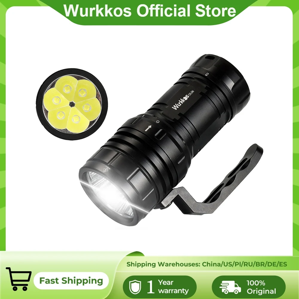 Wurkkos DL06 Tauchlampe Hochleistungs-Akku-Taschenlampe 15000LM LED 3*21700 6*XHP50.2 Powerbank IPX8 Unterwasser-Arbeitsleuchte