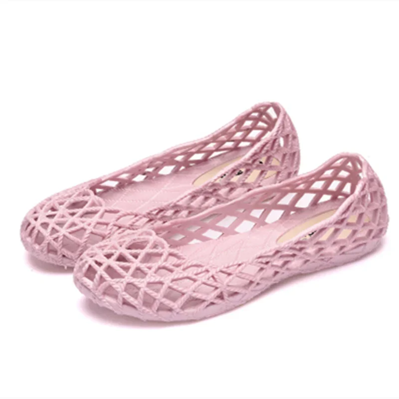 Women Purple Cut-Outs Plastic EVA Flats Breathable Slip-Ons Round Toe Beach Soft Weave Shoes Cheap Promotion 2026 New Product 40