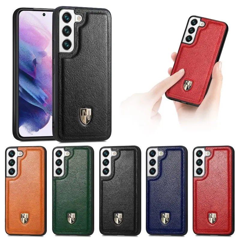 

Luxury Solid Color Genuine Leather Phone Case For Samsung Galaxy S23 Ultra S22 Plus 360° Full Protection Shockproof Back Cover