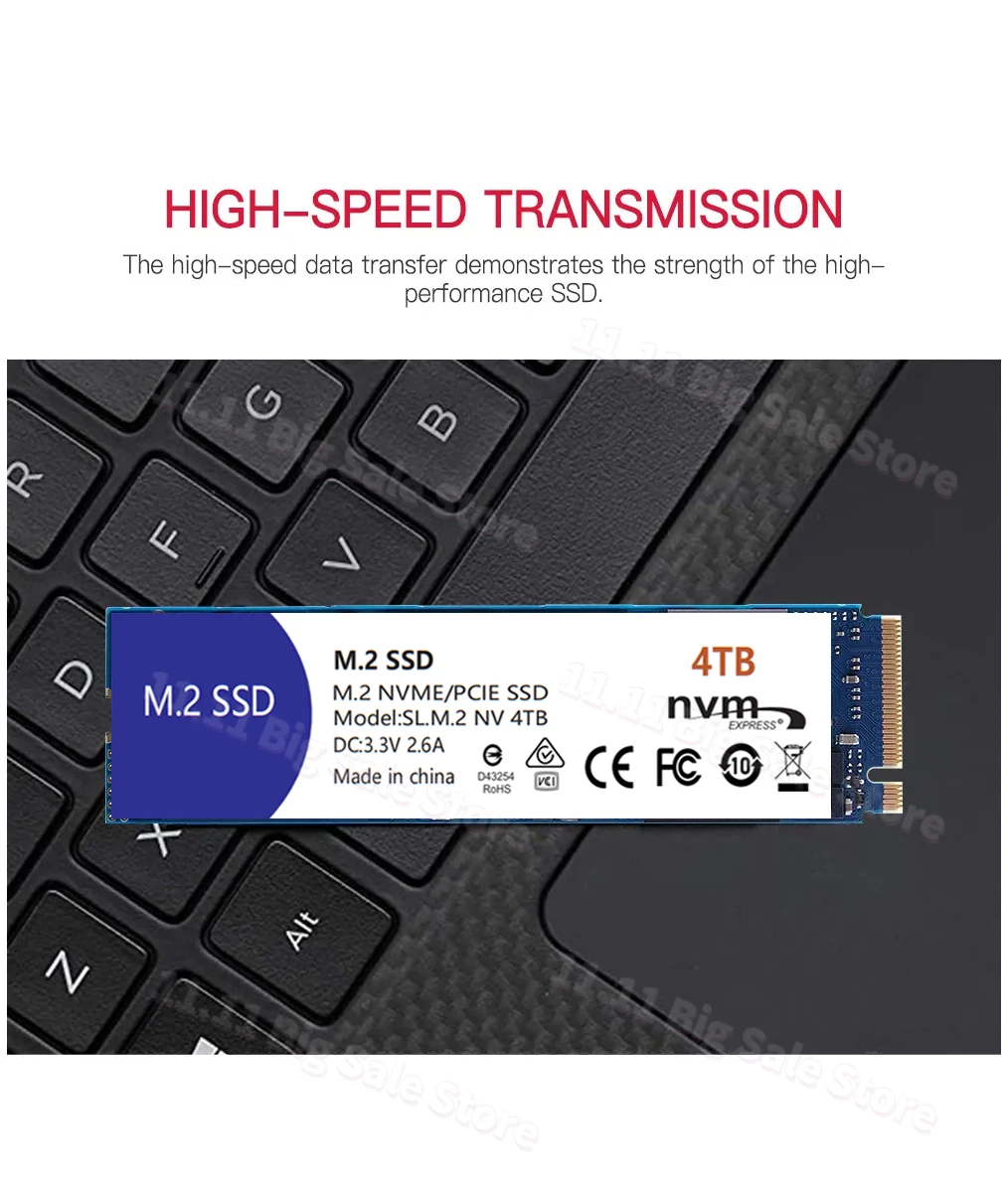 2024 جديد 8 تيرا بايت الأزرق SSD NVMe M.2 2280 1 تيرا بايت 2 تيرا بايت 4 تيرا بايت القرص الصلب الداخلي محرك الحالة الصلبة PCIe 4.0 لأجهزة الكمبيوتر المحمول PS5 الكمبيوتر المكتبي المحمول