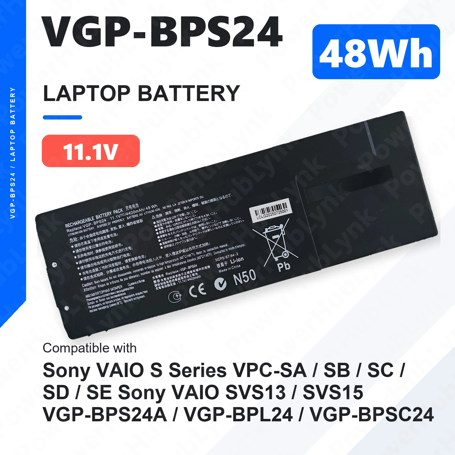 VGP-BPS24 11.1V 48Wh Laptop Battery For Sony VAIO VPC-SA VPC-SB VPC-SC VPC-SD VPC-SE SVS13 BPSC24 VGP-BPS24A VGP-BPL24 BPS24A