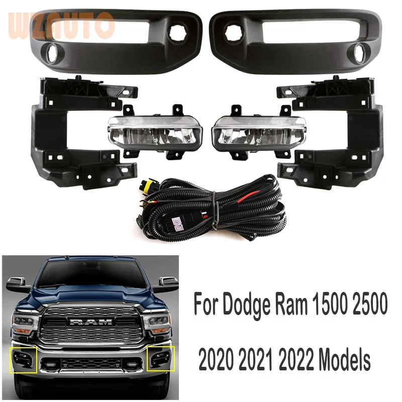 Front Bumper Lamp Daytime Running Fog Light Assy With Wiring Harness Kit For Dodge RAM 1500 /RAM 2500 2020 2021