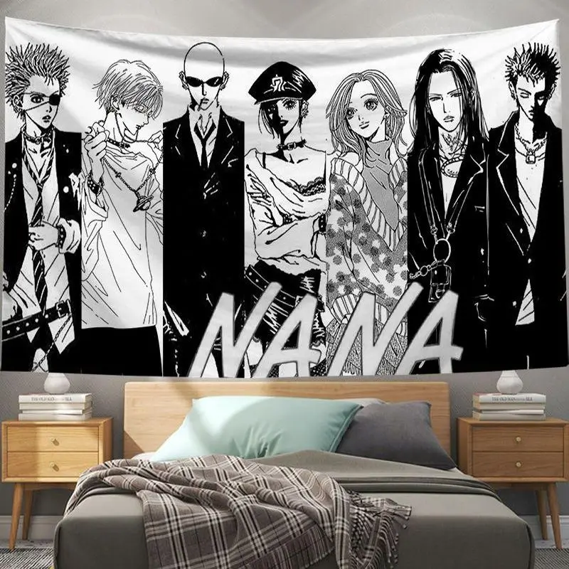 VIKAMA Klassischer japanischer Anime-Mädchen-Wandteppich, Manga-Wandkunst für Wohnzimmer, Schlafzimmer, Esports-Raum, ästhetische Heimdekoration
