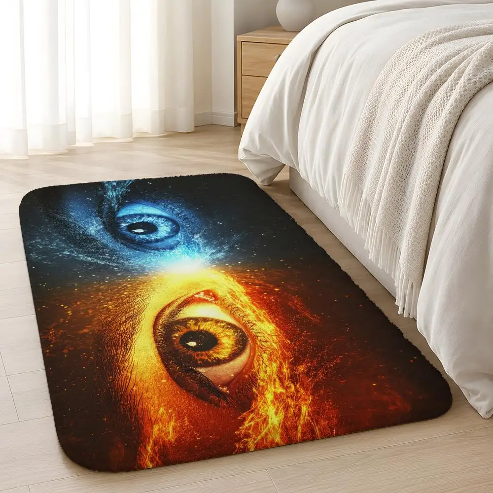 Fiery And Icy Eyes Flannel Rug Non-Slip Absorbent Soft Washable Floor Mat For Entryway Hallway Bathroom Kitchen Decor