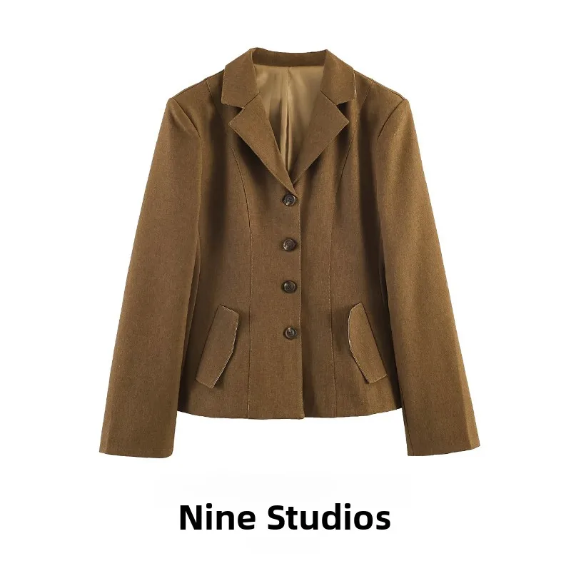 

NINE ZAR Women's Slim Fit Jacket with Stand Collar Long Sleeve Polyester Fabric Fashionable Spring Collection 2722172
