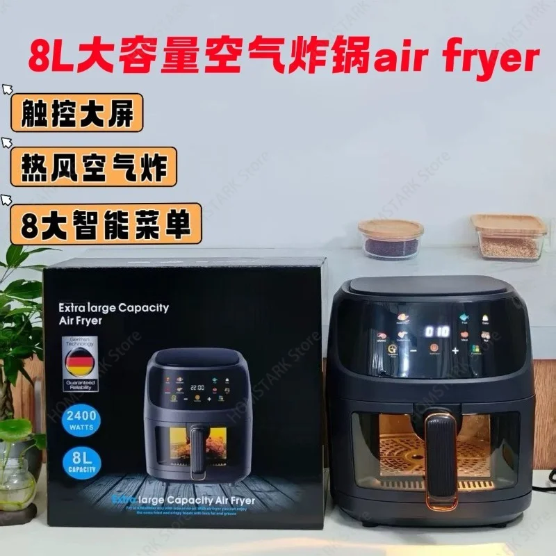 8L Touch Screen Smart Air Fryer, Multi-function Baking Cooker, Household Chips Roaster For Kitchen Food Prep Home Supply