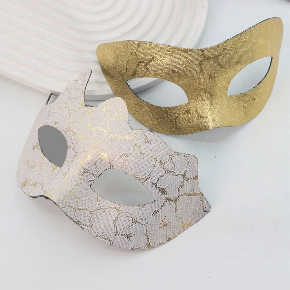 レトロプラスチックハロウィンマスク耐久性のある再利用可能なジャズマスクベネチアンマスカレードゴールドハーフフェイスマスク男性