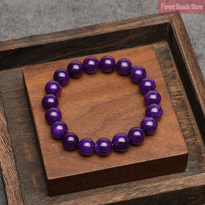 Natural Stone Beads Purple Chalcedony Elastic Rope Bracelet Handmade Yoga Mala Jewelry Healing For Women Men Jewelry 6/8/10/12mm