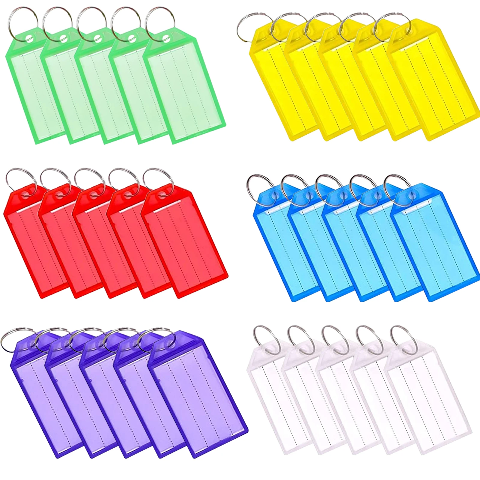 30pcs Heavy Duty Office Multifunction Pets Plastic Lightweight Name Card Luggage Home Portable Key Tag With Label Split Ring