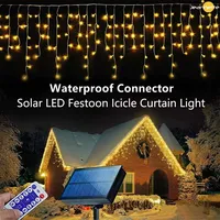 Christmas Decorations Solar String Light Fairy Lights Outdoor LED Curtain Icicle String Lights Street Garland Halloween Wedding