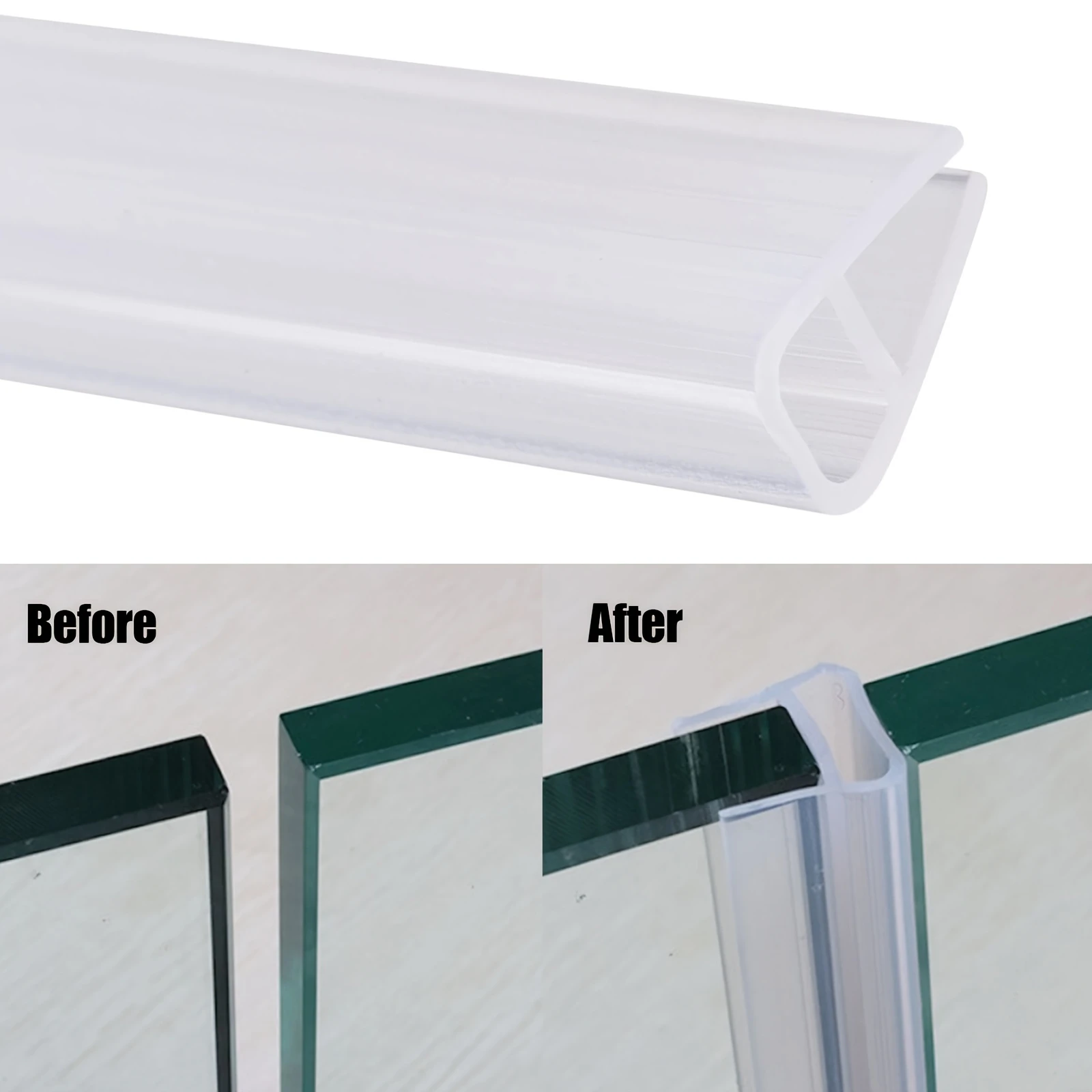 2 Meters U-channel Rubber Edging Sealing Strip Shower Door Glass Durable Sealing Tape Edge Guard Weatherstrip Multiple Size
