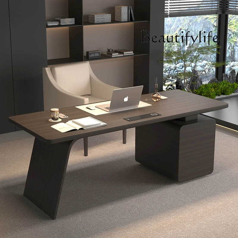 

S Luxury Modern Computer Desk Black File Cabinet Wooden Computer Office Table Organizer Executive Drawers Escritorio Furniture