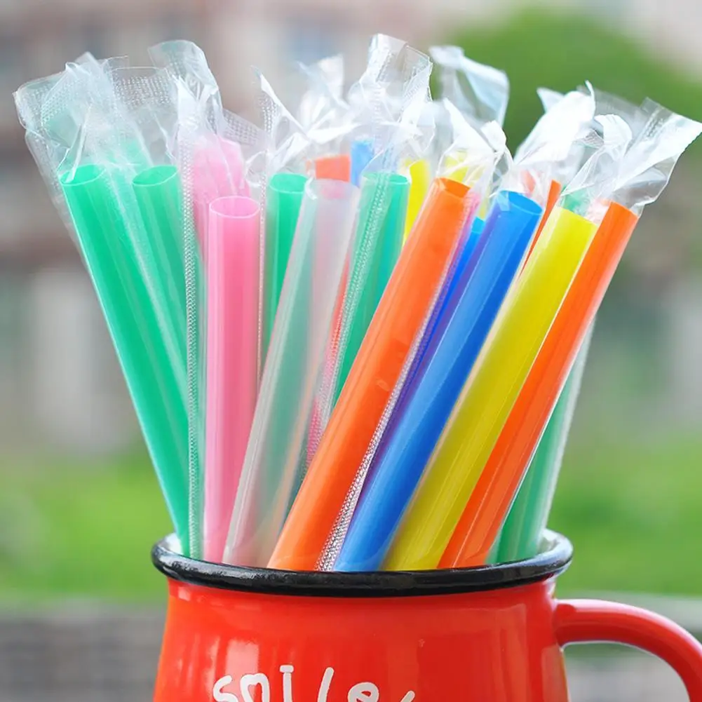

100PCS Disposable Colorful Drinking Straw Pearl Milk Tea Bubble Tea Juice Drink Beverage Straw Home Party Supplies Wholesale