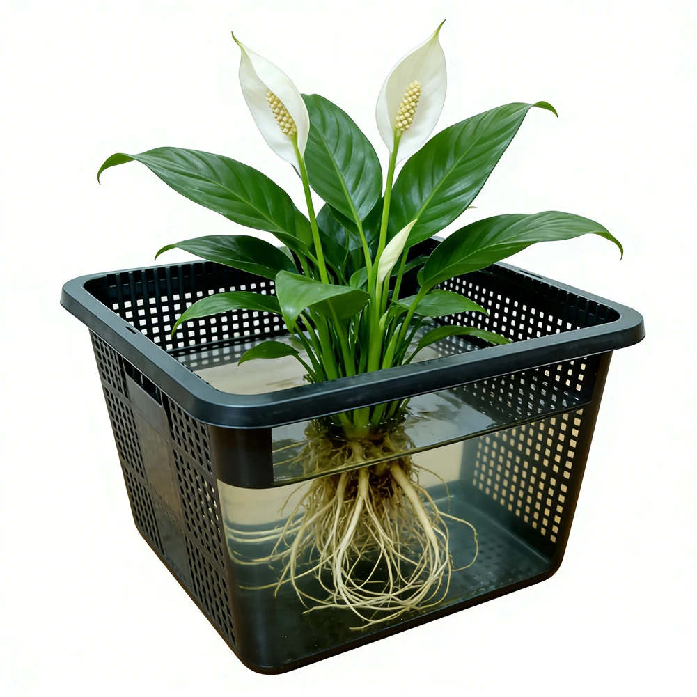 

Square Mesh Plant Basket Black Plastic for Hydroponics 22.8 by 22.8 by 13.2 Centimeters Plant Containers Set of Two or Four