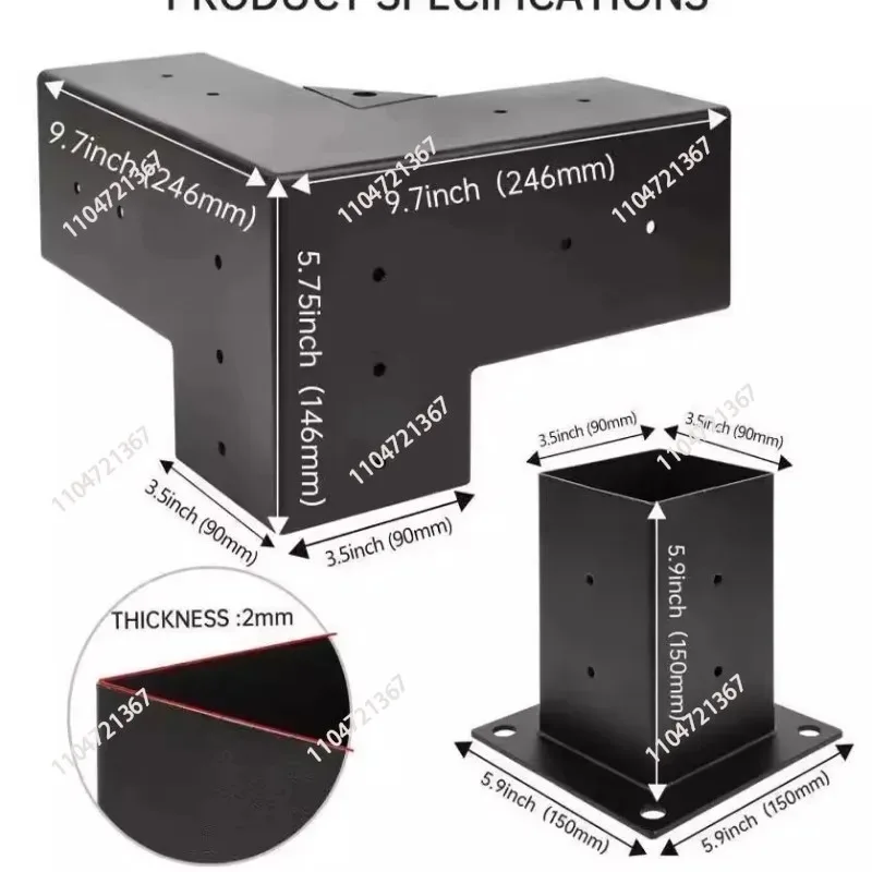 Lumber,DIY Pergola Brackets Suitable FPergolas Heavy Alloy Steel Pergola Kit With 3-Way Brackets For 4