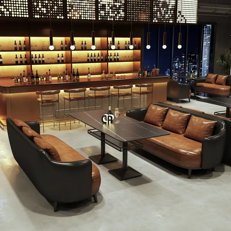 

Bar booth sofa coffee shop western restaurant table clear bar music dining bar bistro dining chair combination commercial