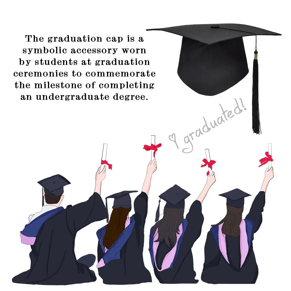 Graduation Cap With Tassel Bachelors Hat With Adjustable Size Elastic Band Graduation Master Degree Graduation Ceremony Hats view 5
