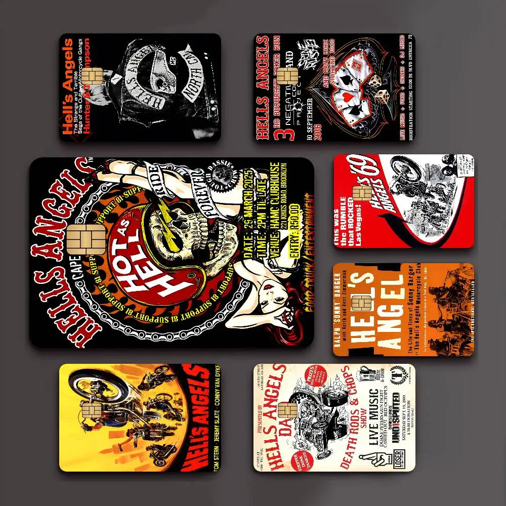 H-Hells A-Angels Moto Cool Skull Classic Movie Fashion Matte Gold Silver Black Matte Film Skin Tape for Bank Credit Debit Card