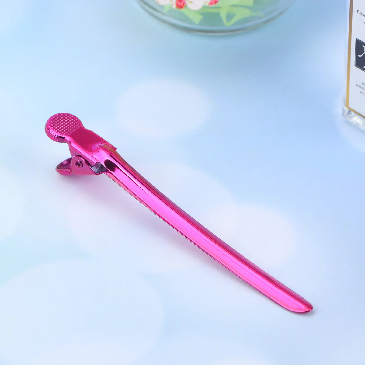 

12Pcs Hairdressing Stainless Steel Duckbill Clips Salon Sectioning Styling Accessories Barber Shop Electroplating Pink