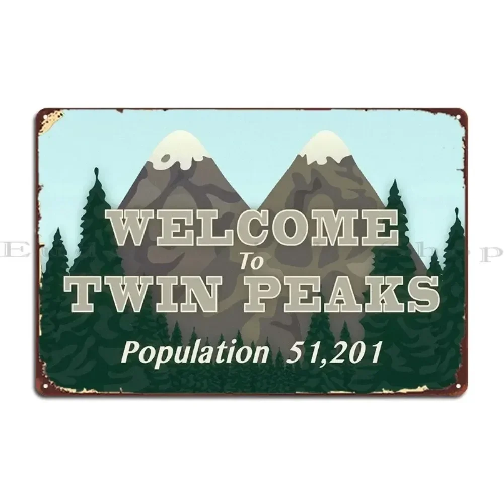 TwinPeaksVintageWallPlaque Willkommen bei Twin Peaks Metallschild – personalisiertes Vintage-Poster-Schild, Wanddekoration für Kneipen/Höhlen/Zuhause