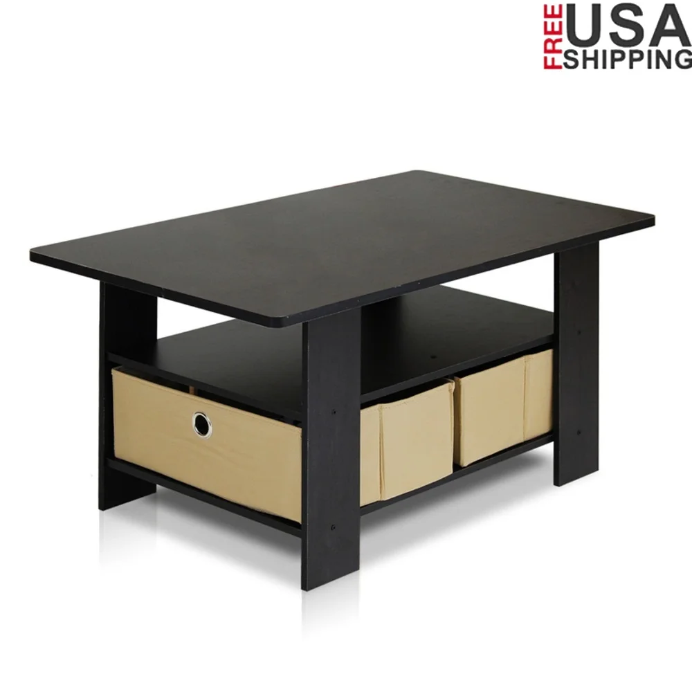 

Журнальный столик с ящиками для хранения и нижней полкой. Организация предметов интерьера. Прочный деревянный прямоугольный дизайн из МДФ. Легкий уход.