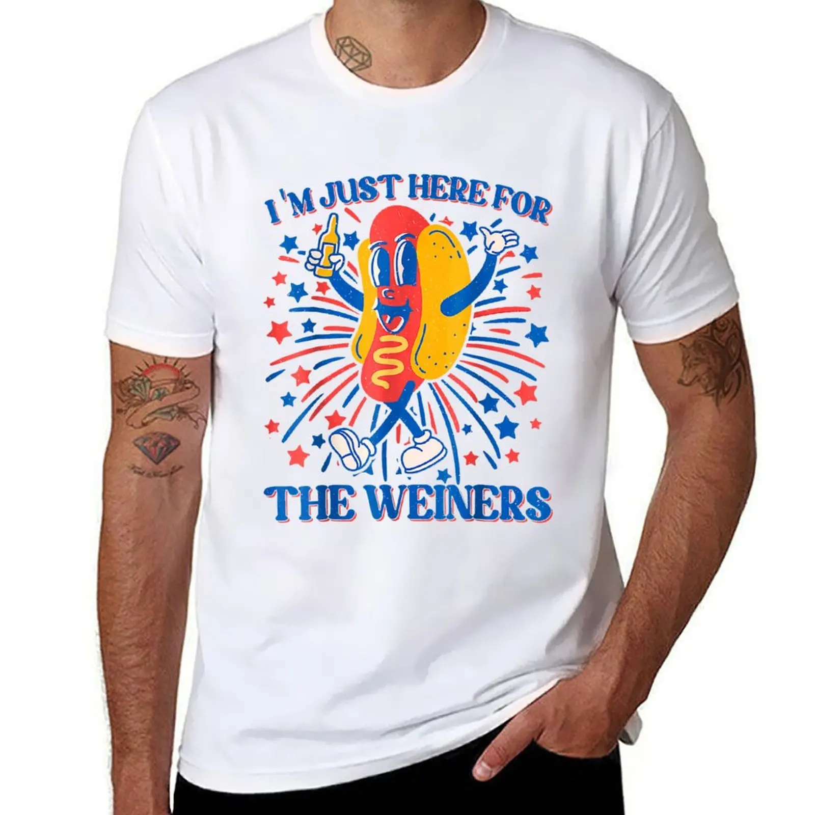 

Hot Dog I'm Just Here For The Wieners Shirt, Funny Hotdog 4th of July Shirt, 4th of July Shirt, 4th Of July Party Hot Do T-Shirt