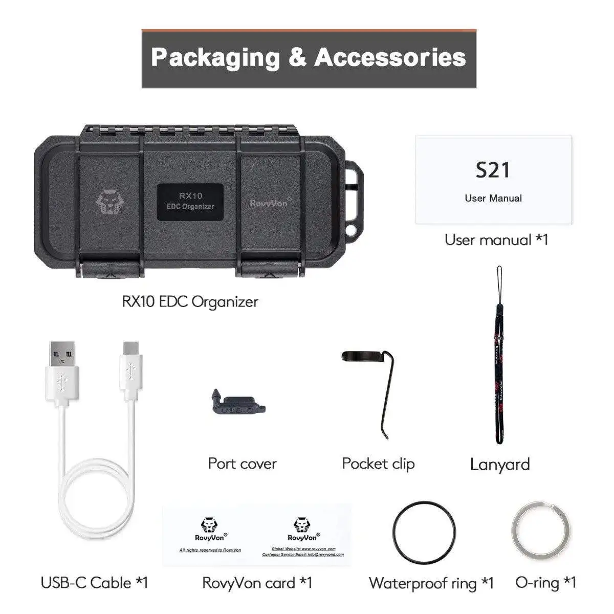 RovyVon S21 Compact Search Flashlight 3000 Lumens EDC Search Torch Light Rechargeable Flashlights